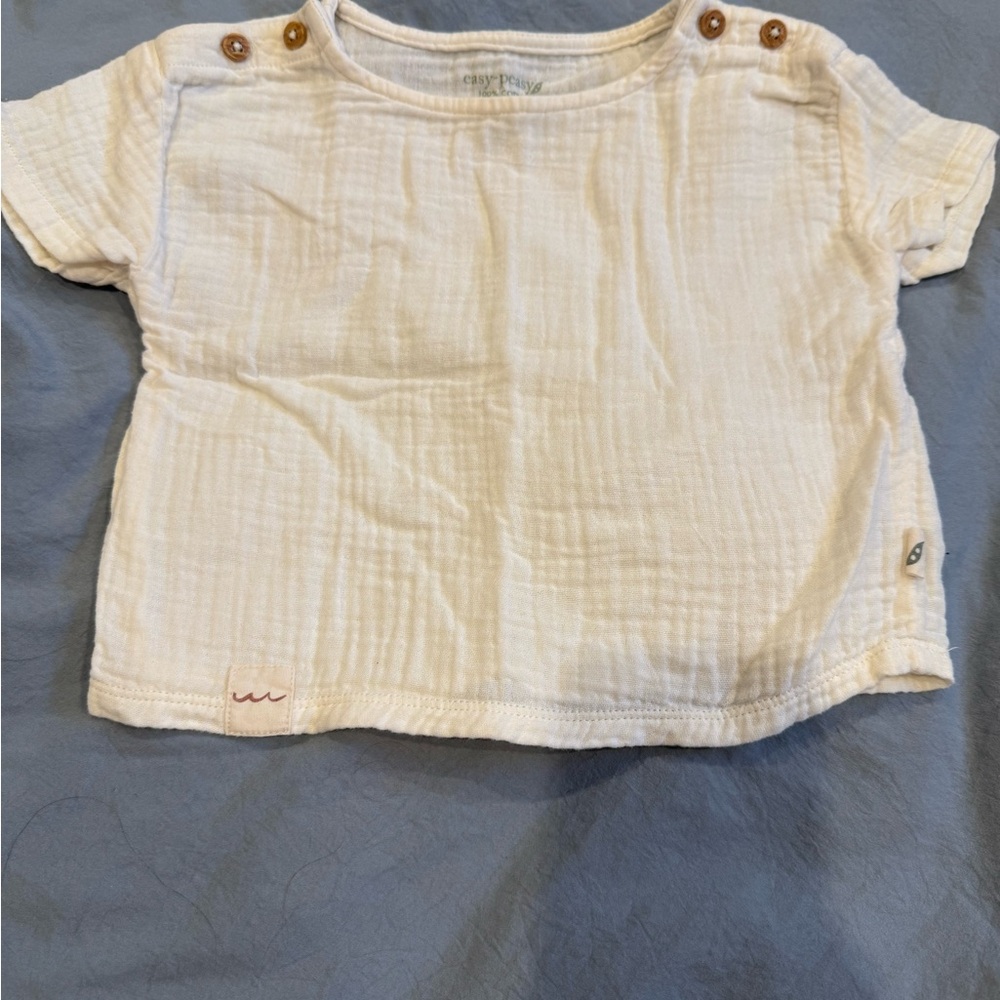 Soft Cream Button-Shoulder Kids Tee